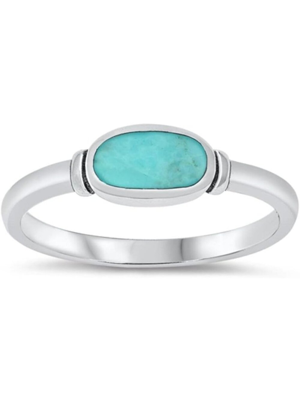 Sterling Silver Oval Ring - Custom Color Options, Elegant Design, Perfect Gift